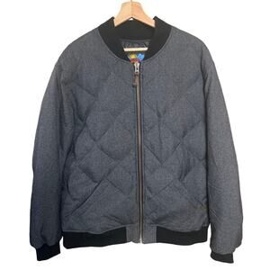 Eddie Bauer Down 2XL Nylon Zip up Gray Sweater Skyliner Model